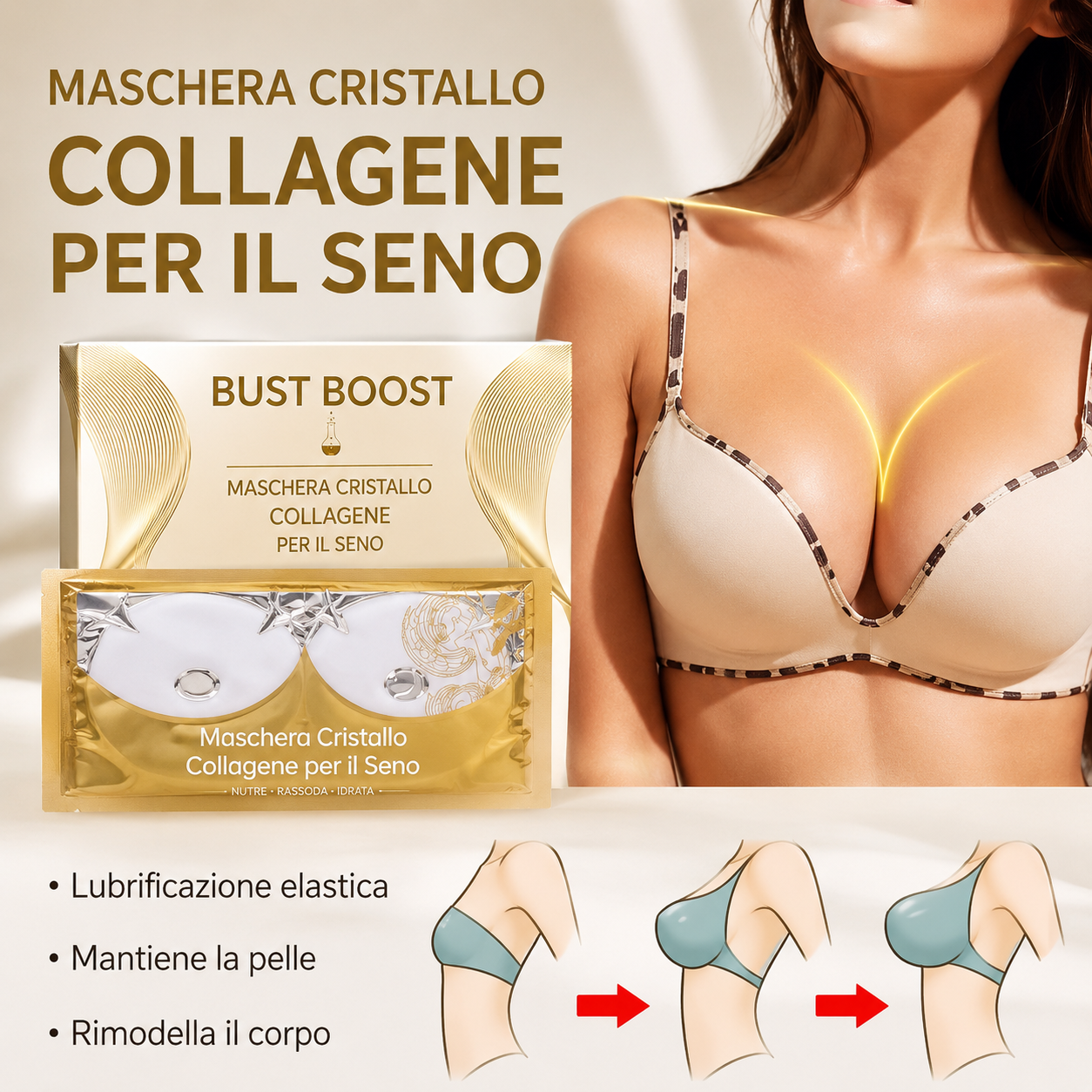 BUST BOOST™ Patch Rassodanti per un Décolleté Più Tonico, Compatto e Valorizzato