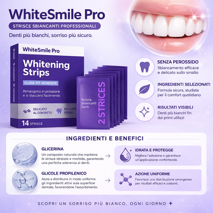 WhiteSmile Pro Strips sbiancanti istantanee viola per i denti