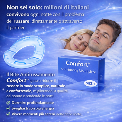 Bite -Antirussamento - Comfort™  Favorisce una respirazione più regolare durante il sonno e migliora il comfort notturno
